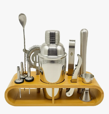 Kit de Coquetelaria em Aço Inox com 12 Peças e Suporte Organizador Oasis OIH-2410