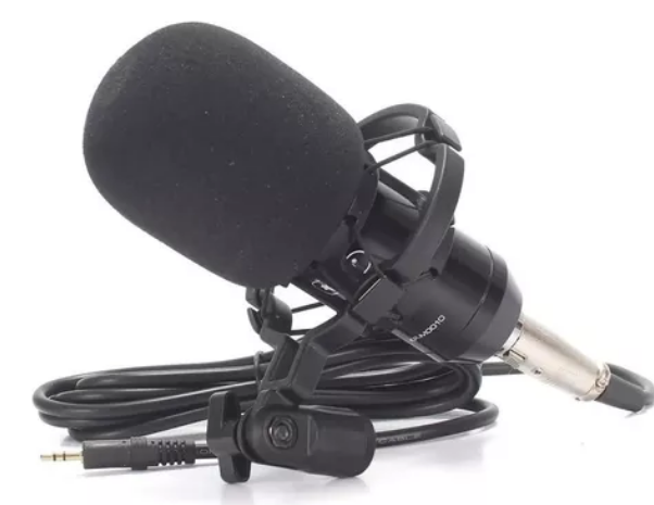 Kit Microfone Condensador com Suporte Articulado e Pop Filter Knup KP-M0010