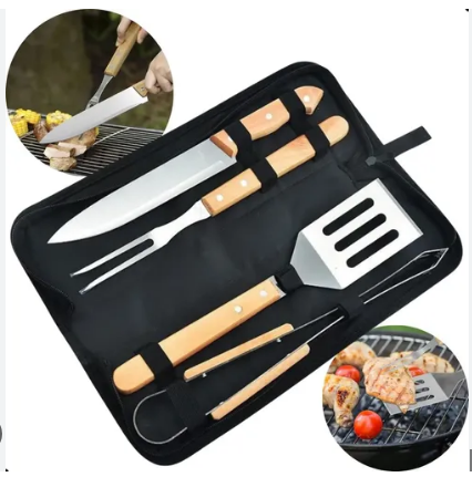 Kit para Churrasco em Aço Inox com 4 Peças B-Max BM-F1762