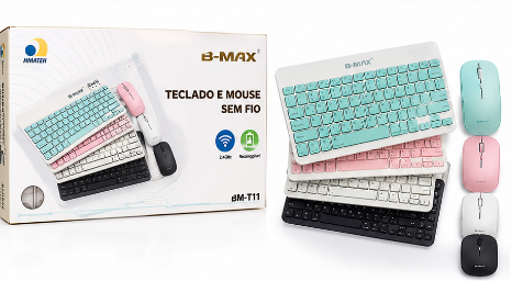 Kit Teclado e Mouse Sem Fio Bluetooth Recarregável 3-5V B-Max BM-T11