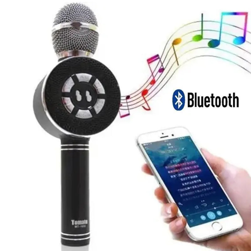 Microfone Bluetooth Sem Fio Karaoke Com Led Tomate