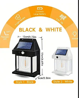Lanterna Arandela Solar com Sensor 600lm 5,5V 1W B-Max BM-8530