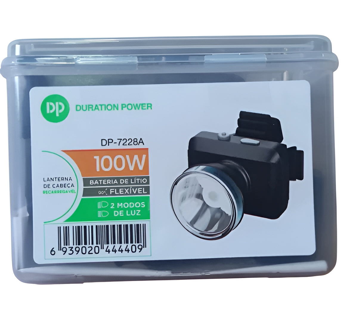 Lanterna de LED para Cabeça Recarregável 100W com Fonte DP DP-7228A
