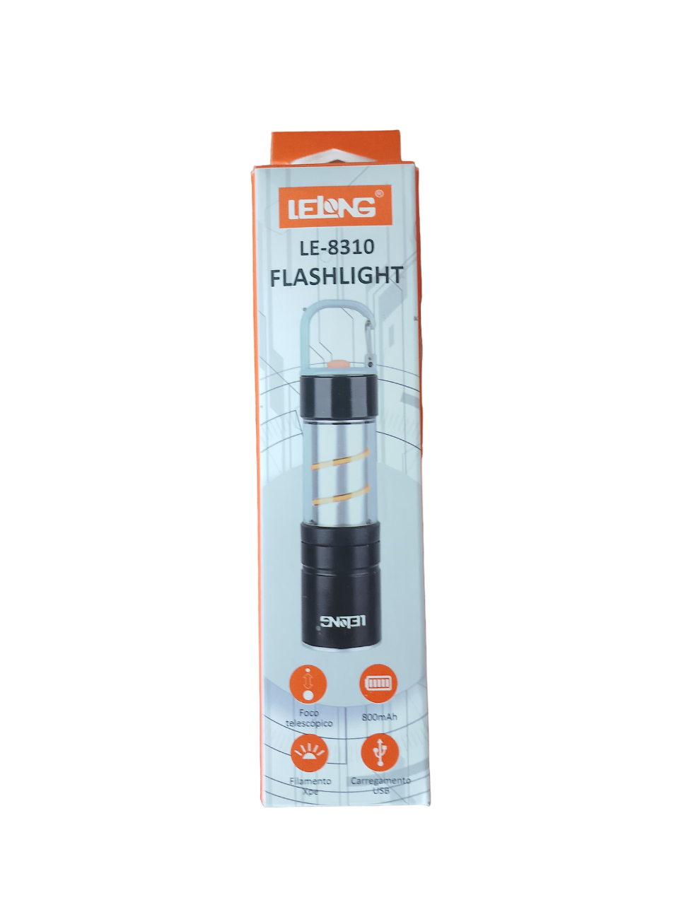 Lanterna Manual Recarregável com Foco Telescópico Impermeável USB Tipo-C Lelong LE-8310
