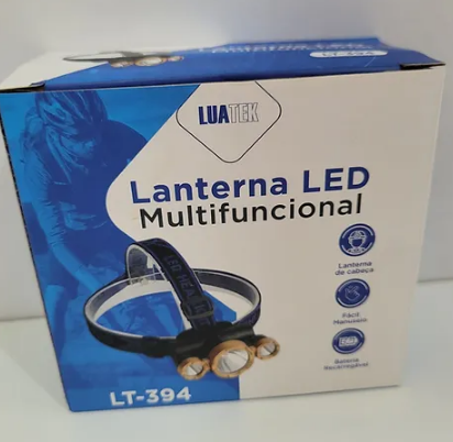 Lanterna de Cabeça Recarregável 3 LEDs com Cabo USB Luatek LT-394