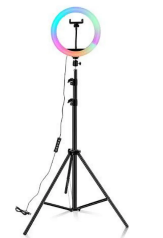 Luminária Ring Light de LED RGB 12 Polegadas 5V com Tripé e Suporte B-Max BM-L20