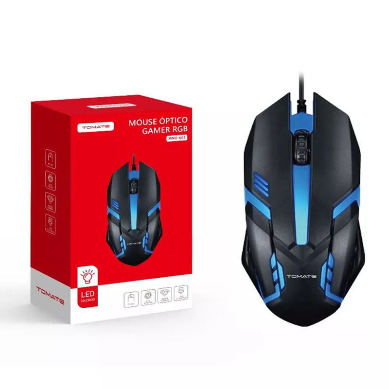 Mouse  Optico Gamer Rgb 1200 DPI Com Fio Tomate