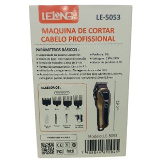 Máquina de Cortar Cabelo Profissional Recarregável com 4 Pentes Lelong LE-5053