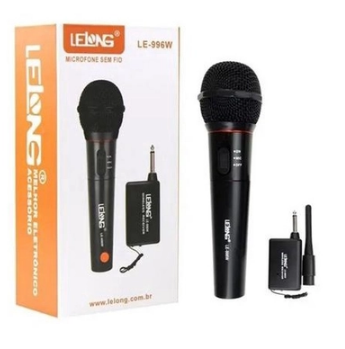 Microfone Sem Fio Dinâmico com Receptor e Cabo P10 Lelong LE-996W