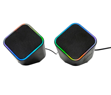 Mini Caixa de Som para PC com LED RGB 3W Cabo 1,5m Grasep D-GP201