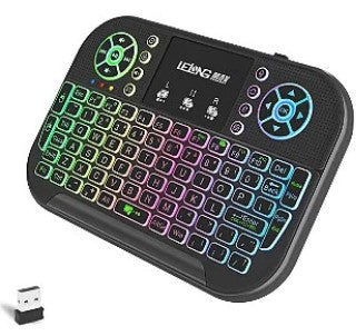 Mini Teclado Sem Fio RGB Recarregável com Receptor USB Lelong LE-7704-1