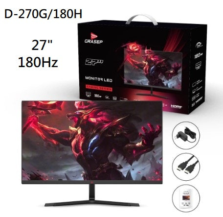 Monitor LED Gamer 27" Full HD 180Hz 1ms HDMI e DisplayPort Grasep D-270G/180H