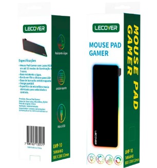 Mouse Pad Gamer RGB 800 x 300 x 3mm com Cabo USB Lecover LMP-10