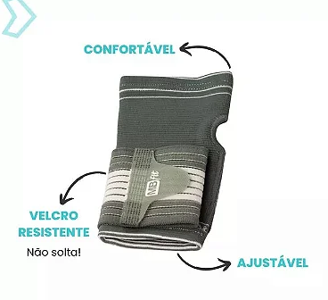Munhequeira Ajustável com Velcro Cinza de Compressão para Atividade Física MBFIT GB57236