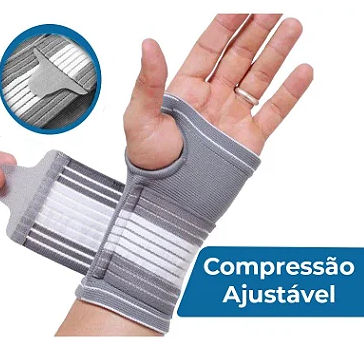 Munhequeira Ajustável com Velcro Cinza de Compressão para Atividade Física MBFIT GB57236