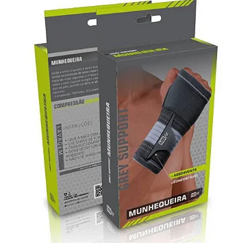 Munhequeira Ajustável com Velcro Cinza de Compressão para Atividade Física MBFIT GB57236