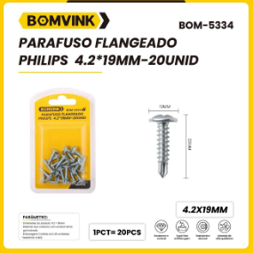 Parafuso Flangeado Philips 19mm Bomvink BOM-5334