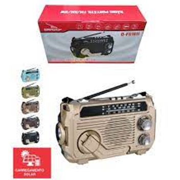 Rádio Portátil Bluetooth AM/FM/SW/USB com Carregamento Solar Grasep D-FS1611