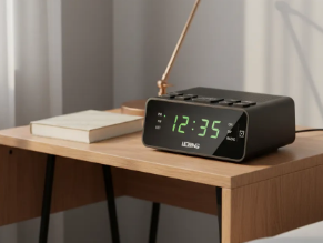 Rádio Relógio Digital FM com Despertador Lelong LE-677
