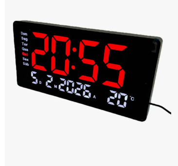 Relógio de Parede Digital LED 5V USB com Calendário e Temperatura Oasis OIH-6213
