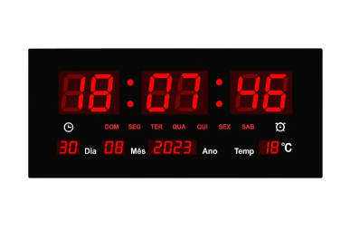 Relógio de Parede Digital LED com Data, Temperatura e Dia da Semana Oasis OIH-6201