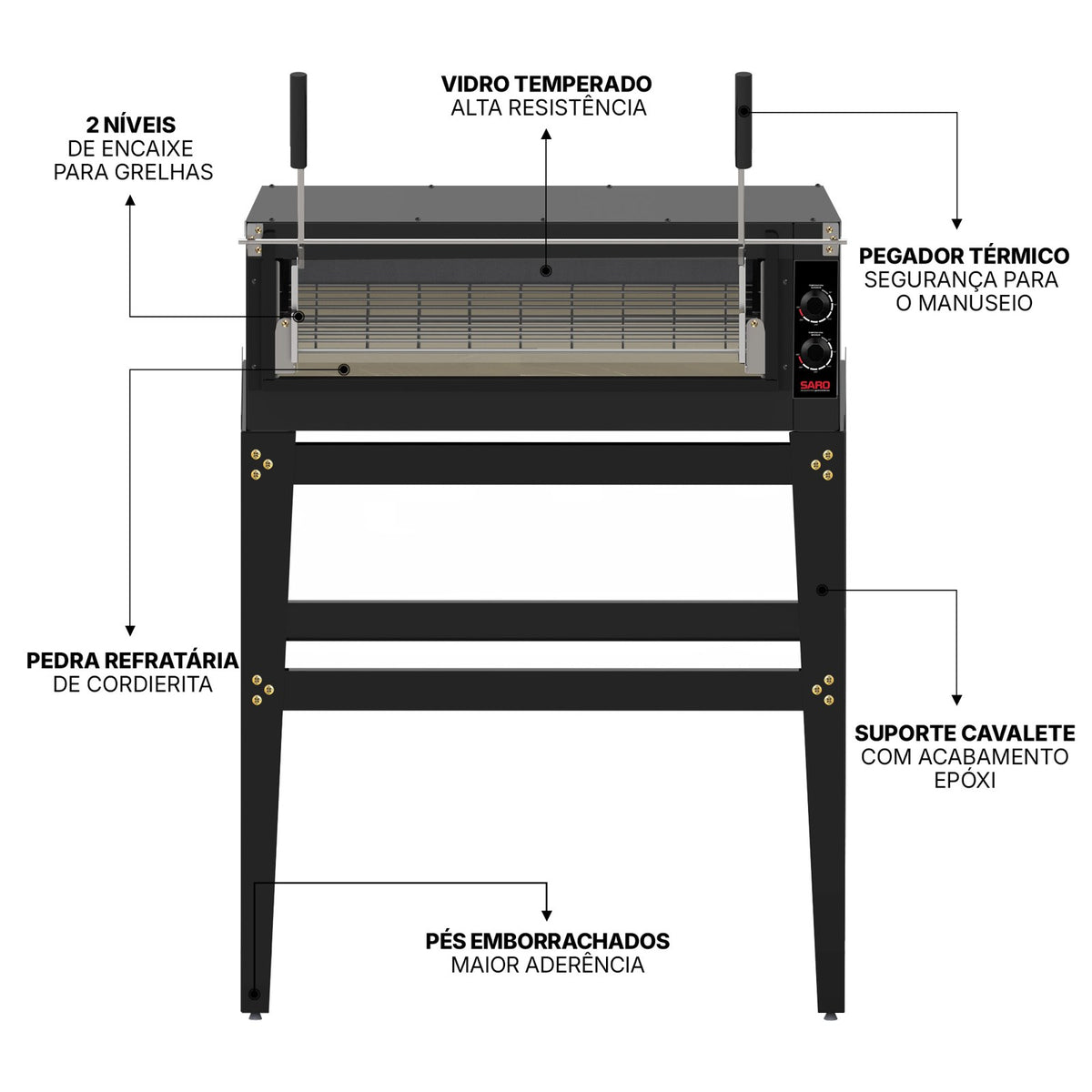 Forno Guilhotina Elétrico Saro FG9522 95x95 cm 220V com Cavalete
