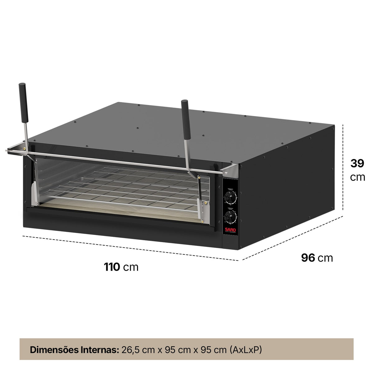 Forno Guilhotina Elétrico Saro FG9522 95x95 cm 220V com Cavalete