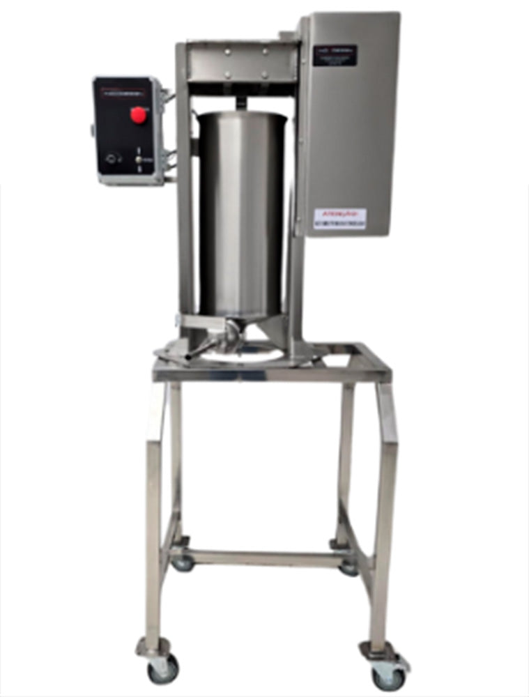 Ensacadeira Elétrica de Linguiça 30 kg Inox 304 com Pedestal e Rodízio Galvanizado - Inox Design