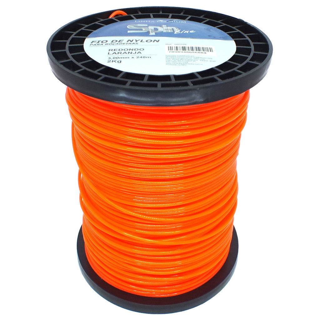 Fio de Nylon Rolo 2kg com 248 Metros - Redondo 3,00mm - Cor Laranja - Spin Linha Premium – foto 1