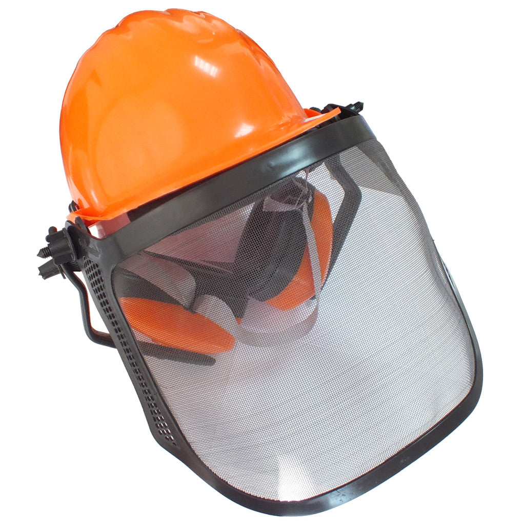 Capacete com Proteção Facial e Abafador Concha - Cor Laranja – foto 2