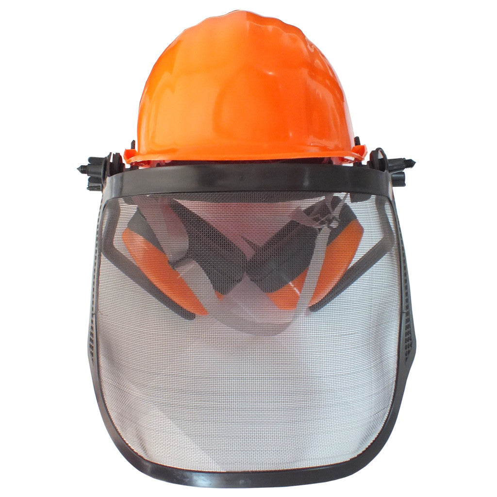Capacete com Proteção Facial e Abafador Concha - Cor Laranja – foto 3