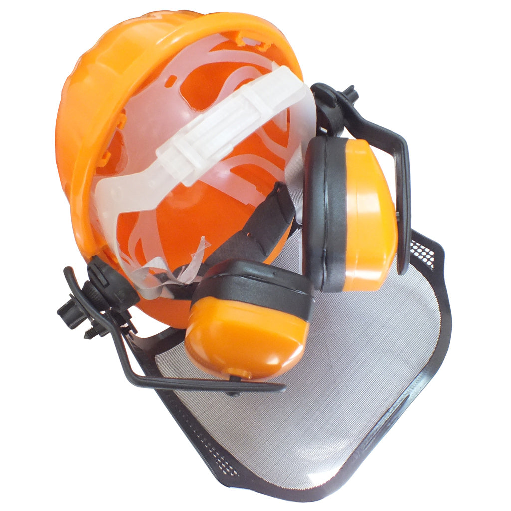 Capacete com Proteção Facial e Abafador Concha - Cor Laranja – foto 5