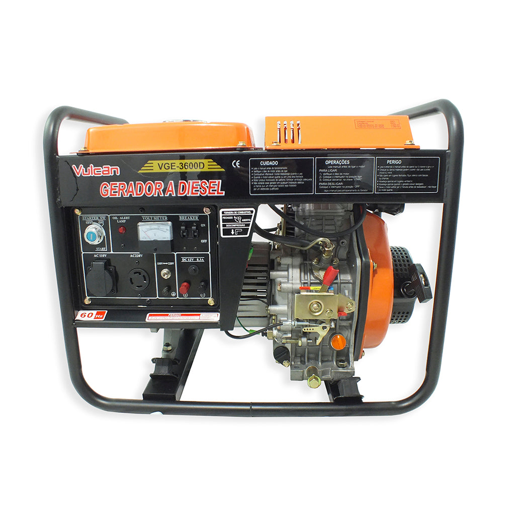 Gerador Diesel 269cc 7HP 3.6kVA 3600W Bivolt Partida Elétrica VGE3600D Vulcan Trent – foto 2
