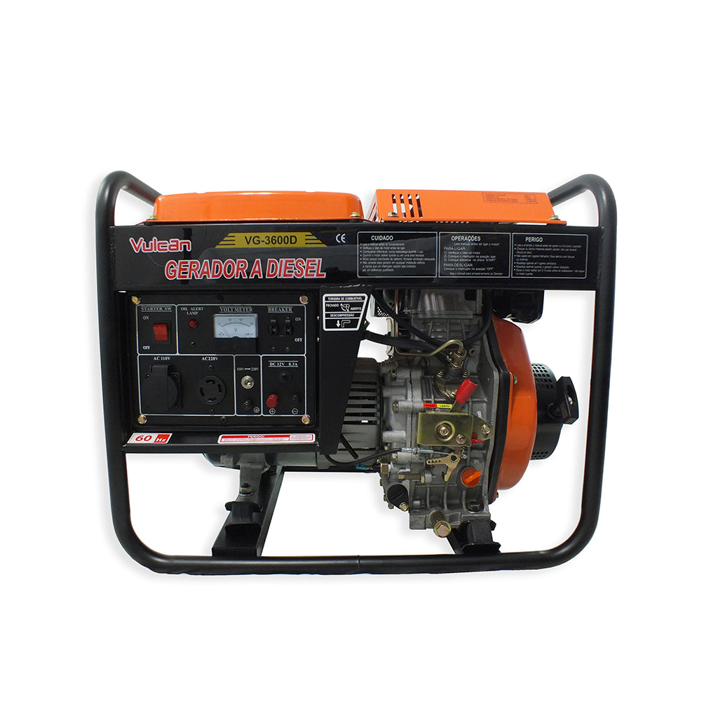 Gerador Diesel 269cc 7HP 3.6kVA 3600W Bivolt Partida Manual VG3600D Vulcan Trent – foto 6