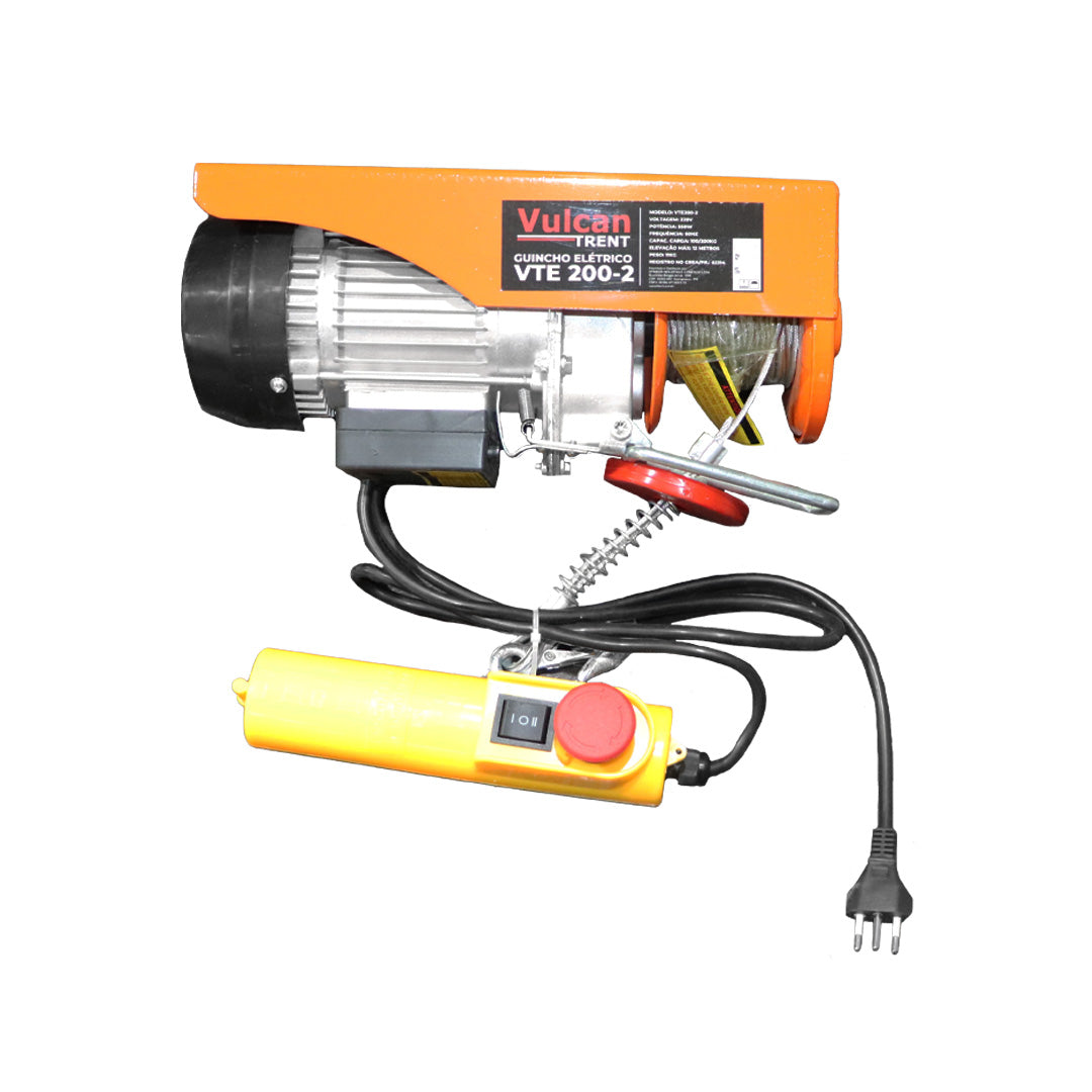 Guincho Elétrico 550W 100/200KG 220V VTE200-2 Cabo 12 Metros - Vulcan Trent – foto 1