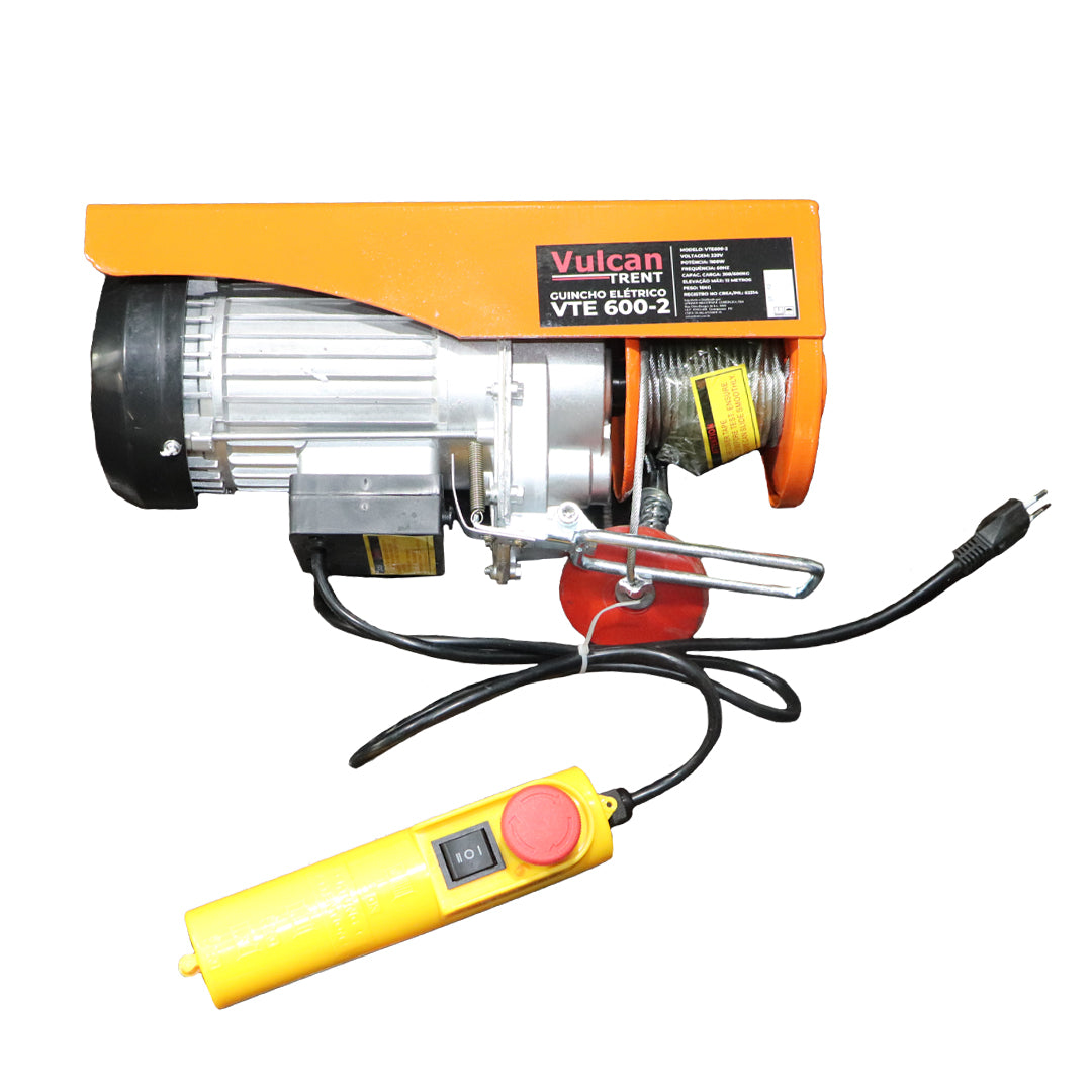 Guincho Elétrico 1100W 300/600KG 220V VTE600-2 Cabo 12 Metros - Vulcan Trent – foto 1