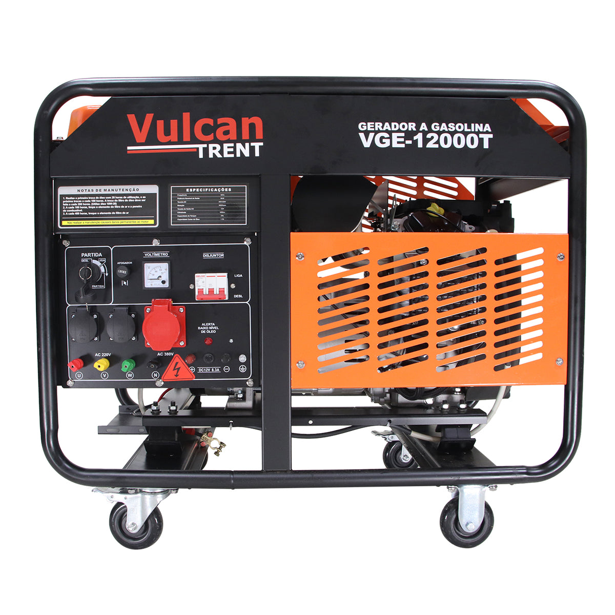 Gerador Gasolina 4T 678cc 21HP 12,0kVA 12000W Trifasico 220/380V- Part.elet.- VGE12000T Vulcan Trent – foto 1