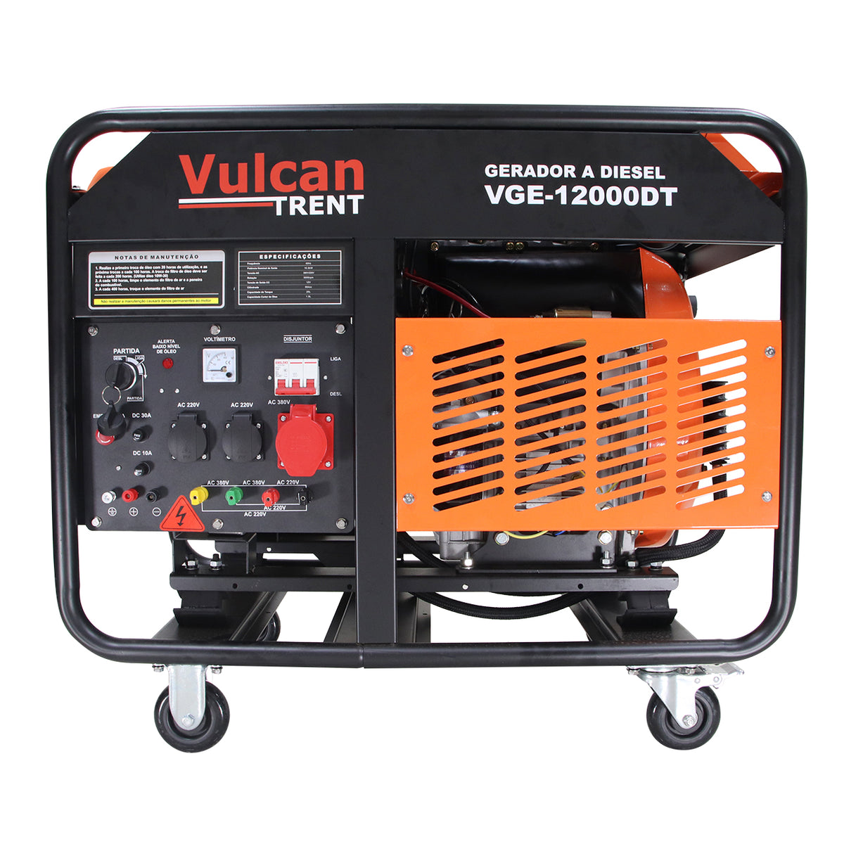 Gerador Diesel 954cc 20HP 12,0kVA 12000W Trifasico 220/380V Part.elet. VGE12000DT Vulcan Trent – foto 1