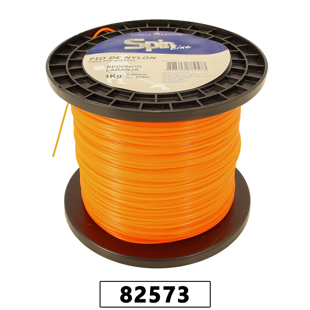 Fio de Nylon Rolo 1kg com 279 Metros - Redondo 2,00mm - Cor Laranja - Spin Linha Premium – foto 1