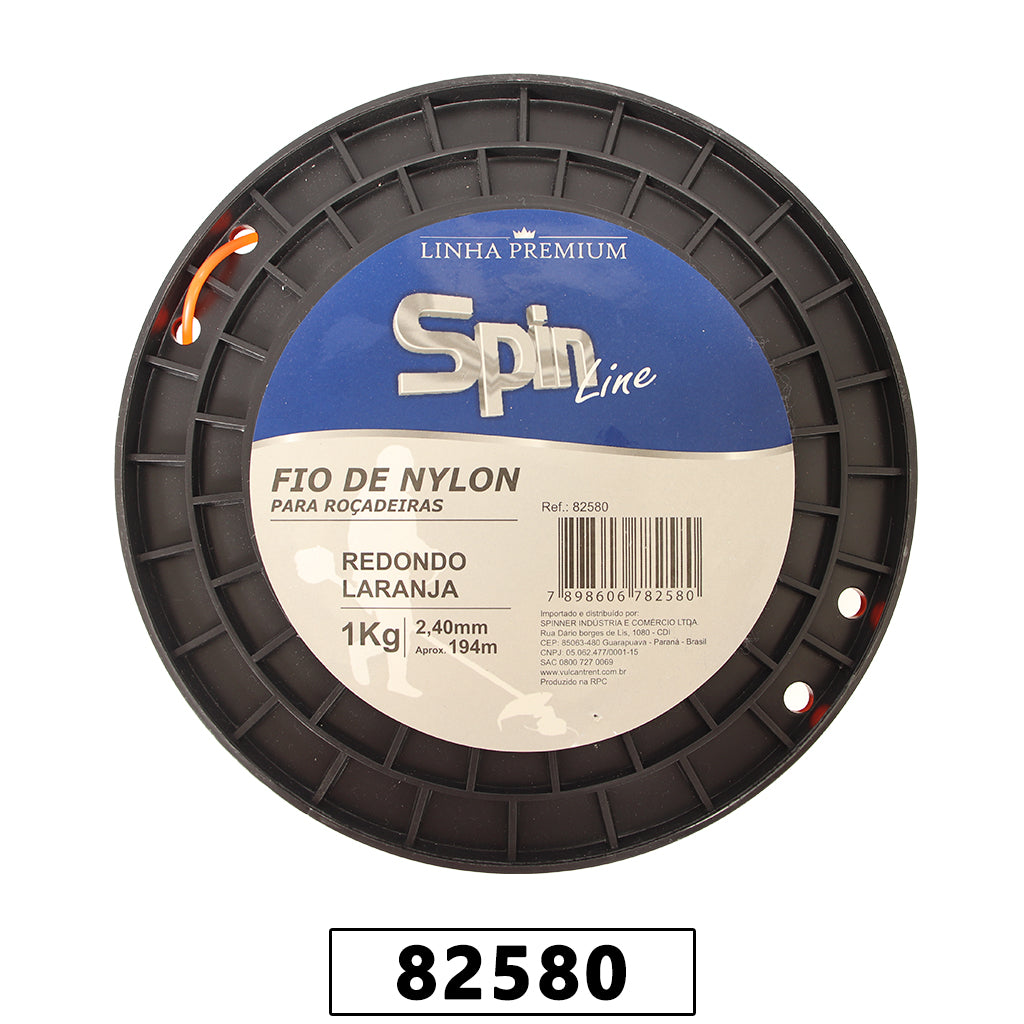 Fio de Nylon Rolo 1kg com 194 Metros - Redondo 2,40mm - Cor Laranja - Spin Linha Premium – foto 2