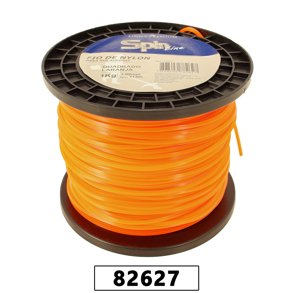 Fio de Nylon Rolo 1kg com 113 Metros - Quadrado 3,00mm - Cor Laranja - Spin Linha Premium – foto 1