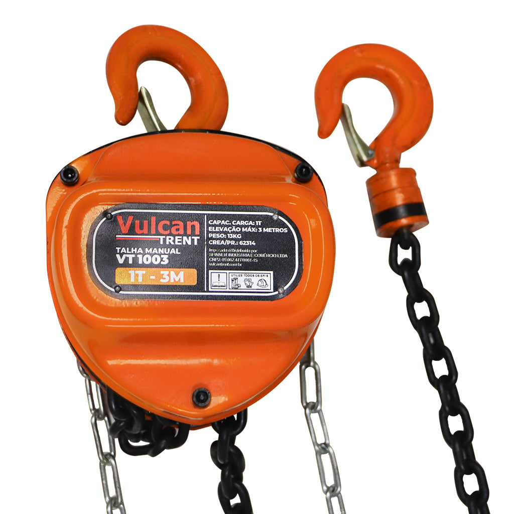 Talha Manual para 1 Tonelada Corrente 3 Metros VT1003 - Vulcan Trent – foto 1