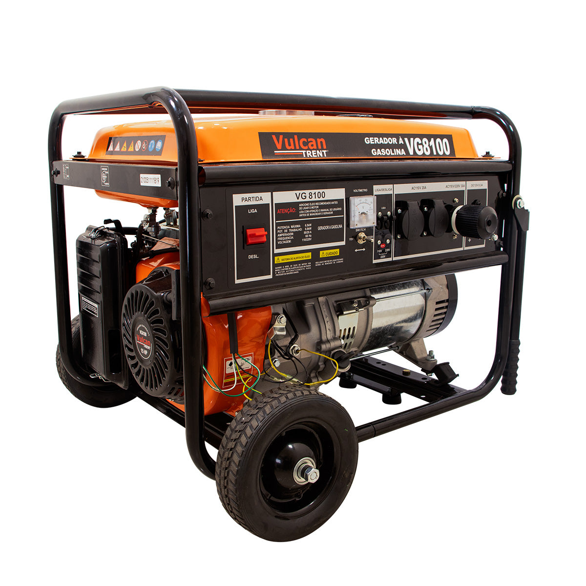 Gerador Gasolina 4T 420cc 15HP 6.5kVA 6500W Bivolt Partida Manual VG8100 Vulcan Trent – foto 1