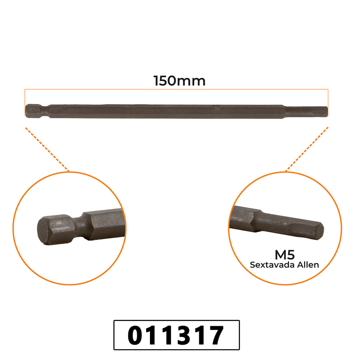 Chave Bits Sextavada Allen 150 x 5,00mm – foto 1