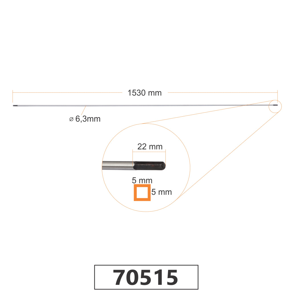 Eixo Carda 153cm x 6mm x Ponta Quadrada para Roçadeira Stihl FS85 – foto 1