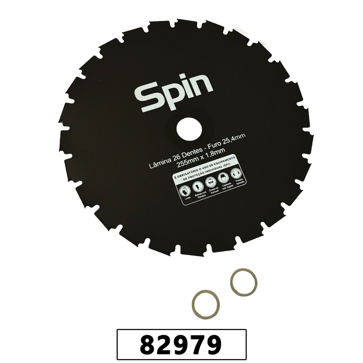 Faca 26 Dentes Furo 25,4mm Tamanho 255mm Espessura 1,8mm com Adaptador de 20mm - Spin – foto 1