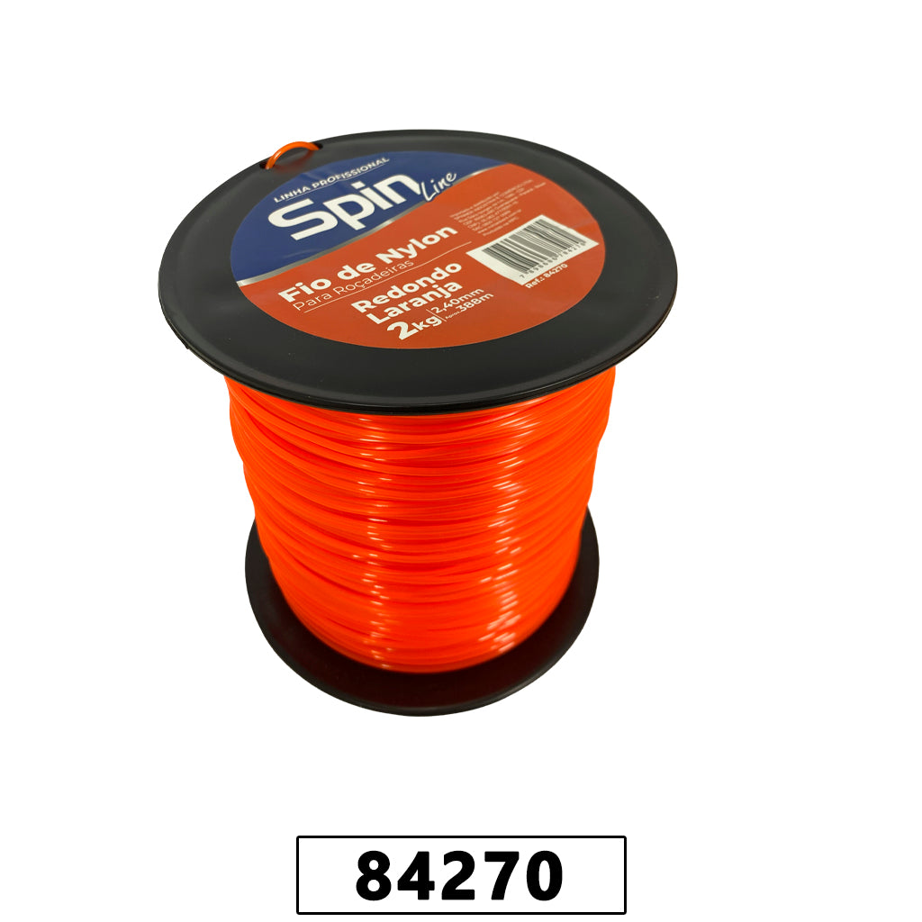 Fio de Nylon Rolo 2kg com 388 Metros - Redondo 2,40mm - Cor Laranja – foto 1