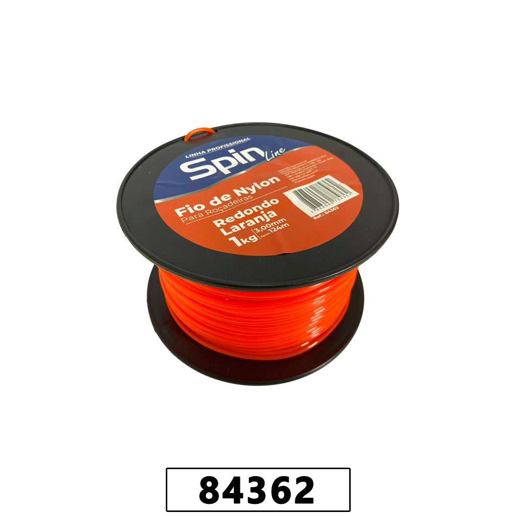 Fio de Nylon Rolo 1kg com 124 Metros - Redondo 3,00mm - Cor Laranja – foto 1