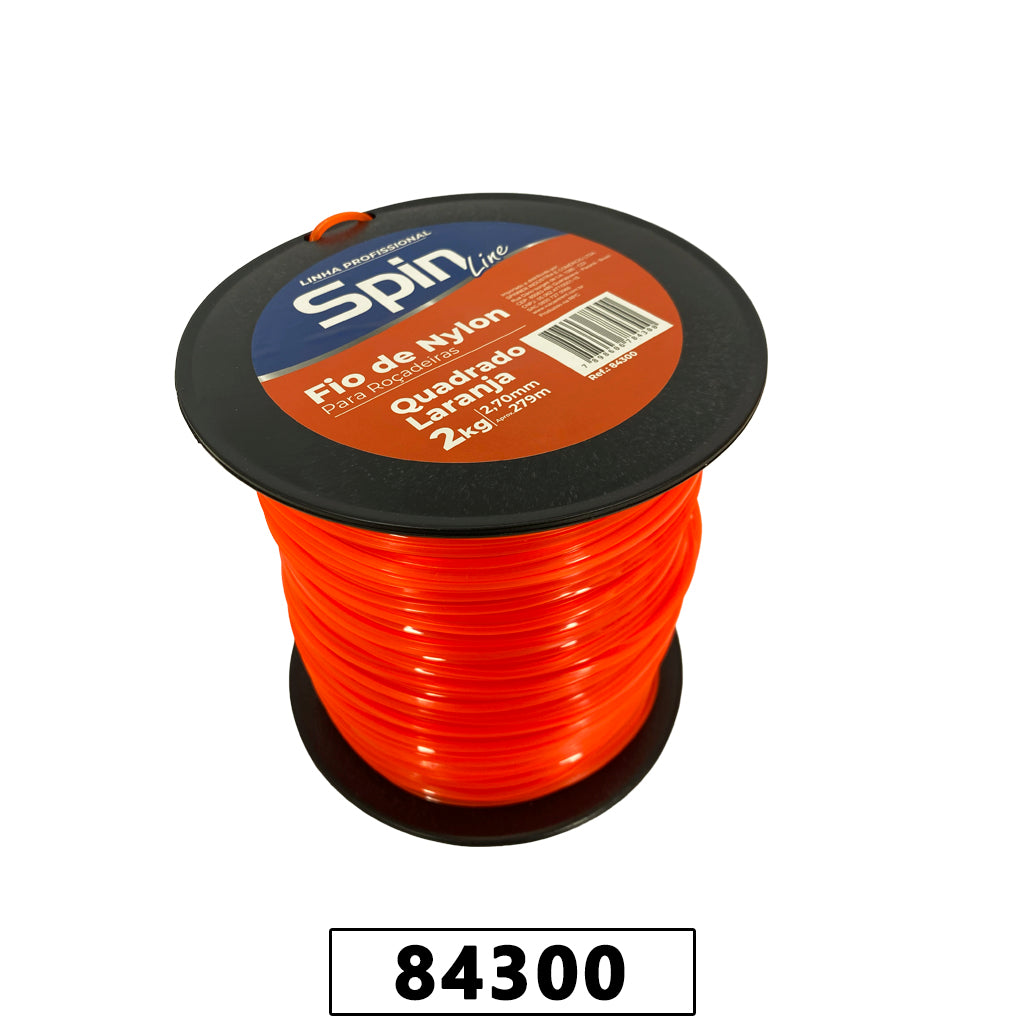 Fio de Nylon Rolo 2kg com 279 Metros - Quadrado 2,70mm - Cor Laranja – foto 1
