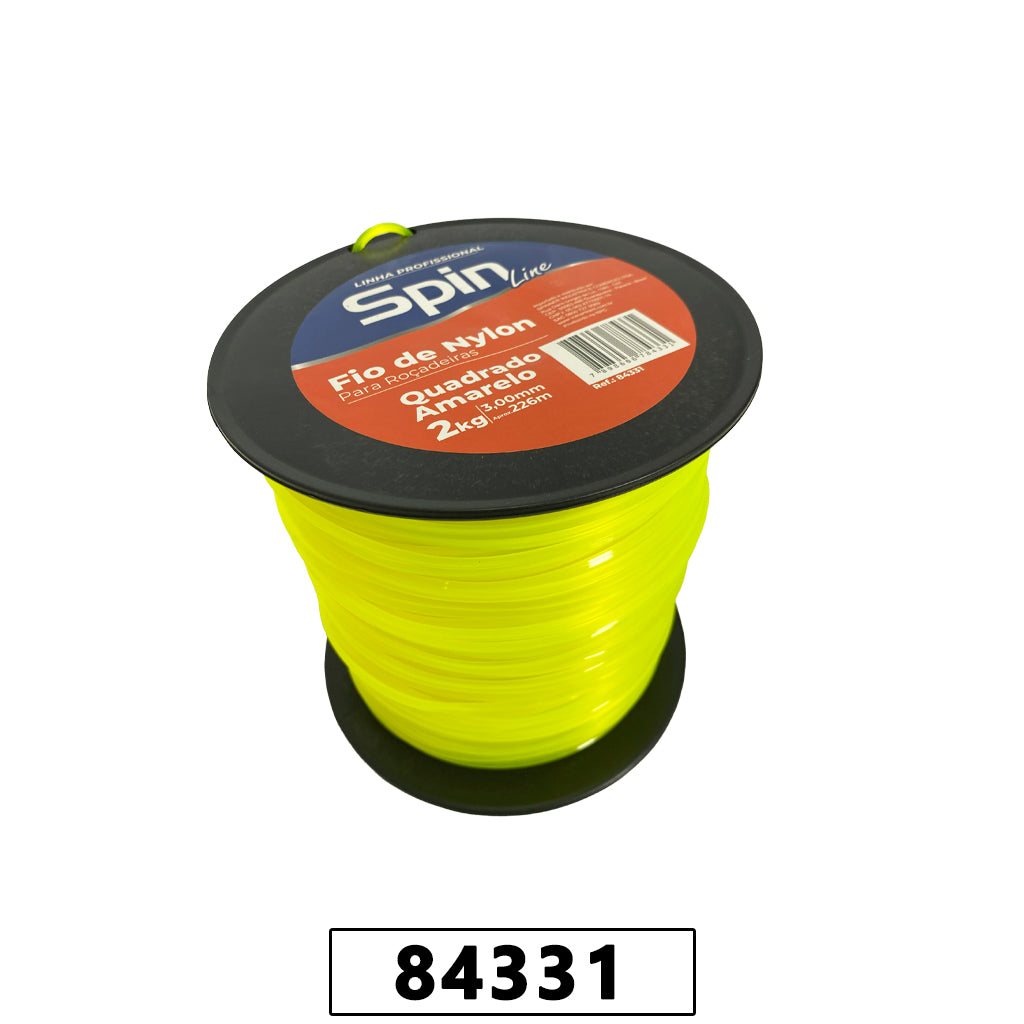 Fio de Nylon Rolo 2kg com 226 Metros - Quadrado 3,00mm - Cor Amarelo – foto 1